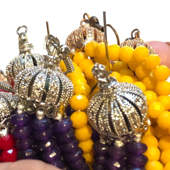 Yellow/Antique Rose Gold Crystal Tassel Ear… - Picture 16 of 16